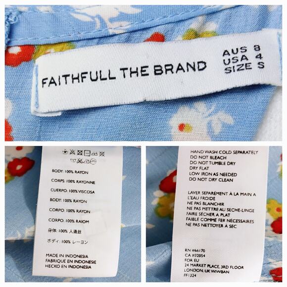 Anthropologie Faithful The Brand SZ 4 Erin Ditzy Print Midi Dress Blue - Picture 4 of 8